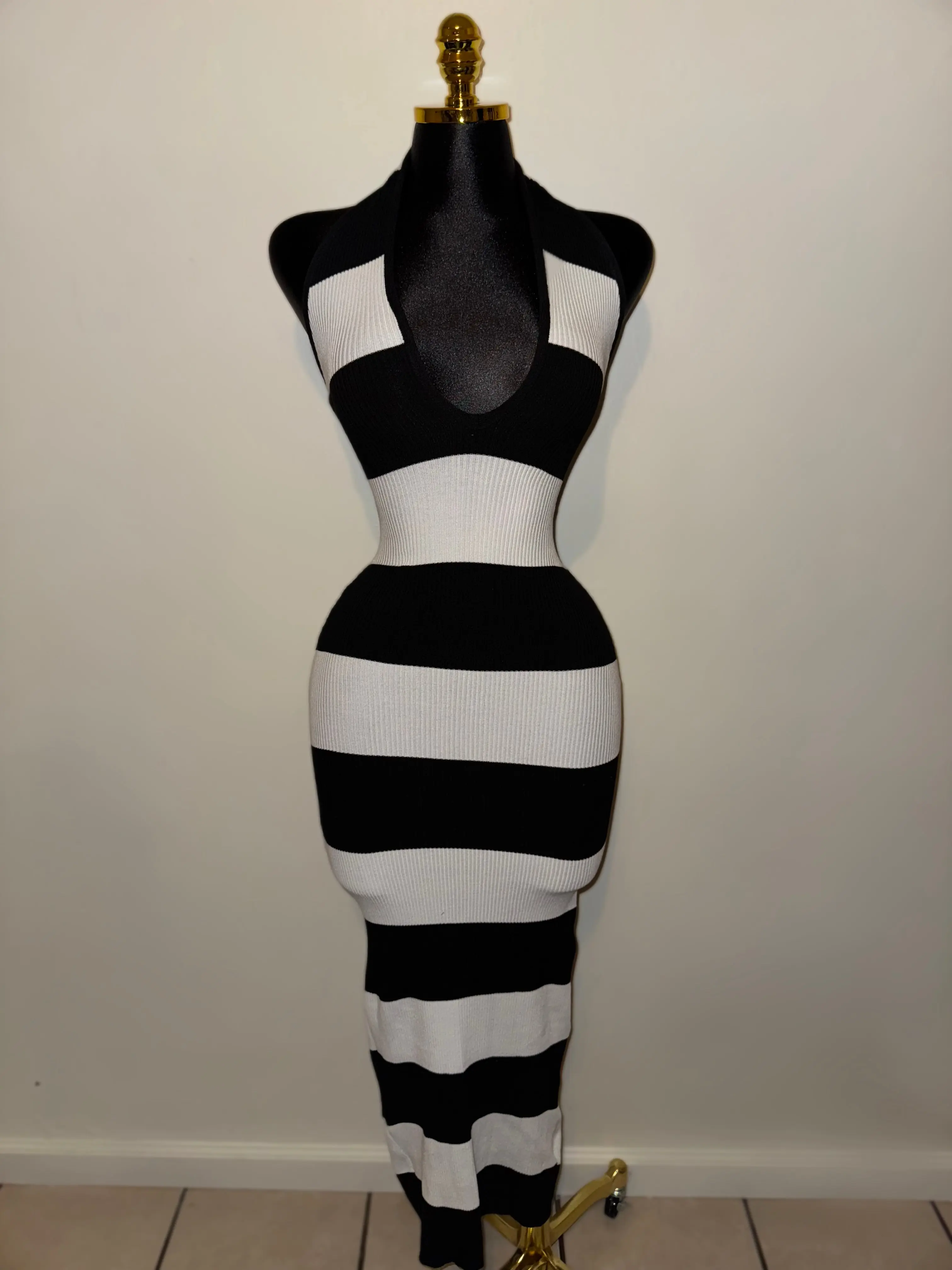 Black & White Stripe Long Dress - TikTok Shop