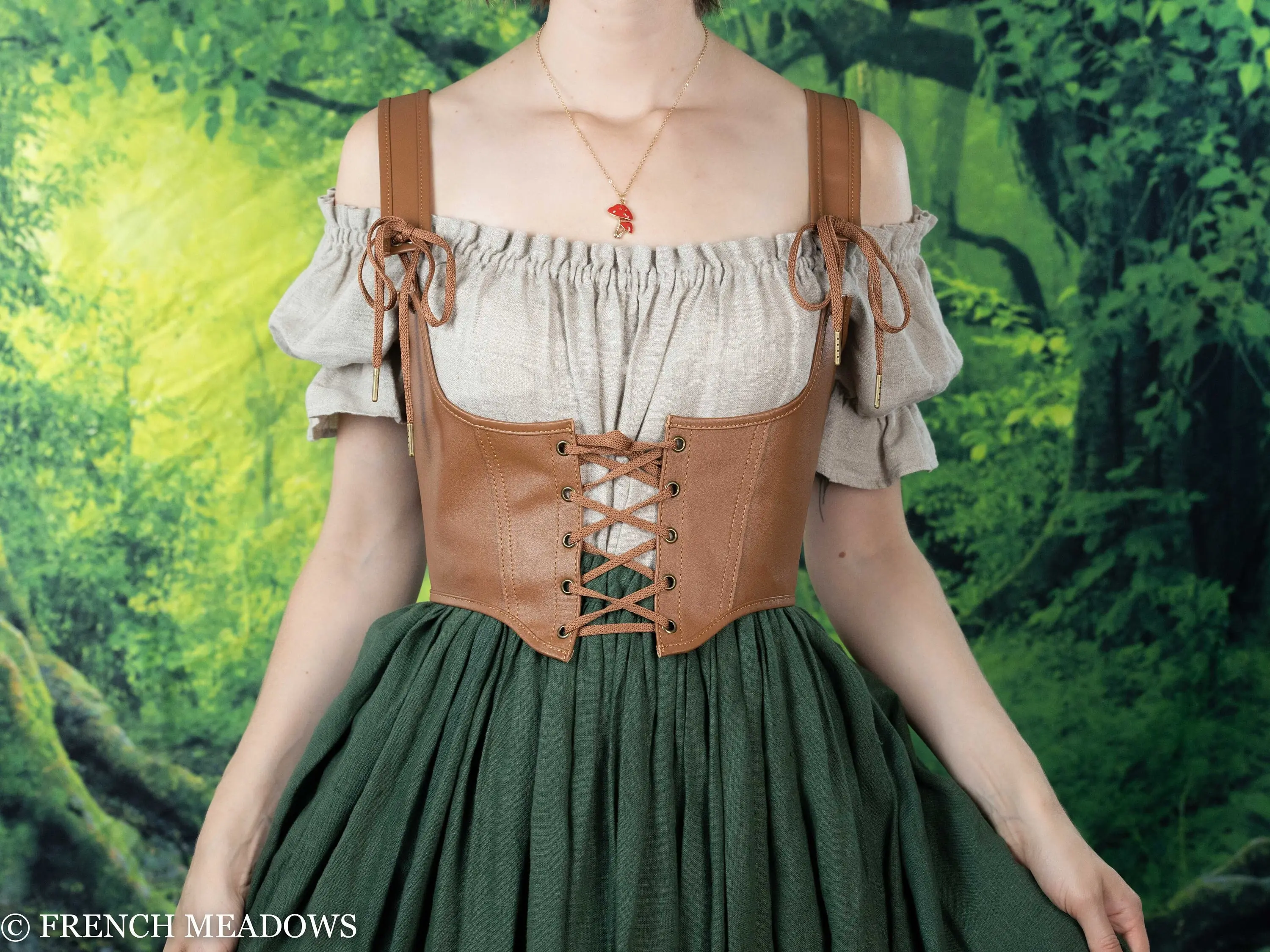 Leather Underbust Corset in Brown | Leather Corset Belt Waist Cincher Leather Harness Real Leather Renaissance Faire Corset Hobbit Wench