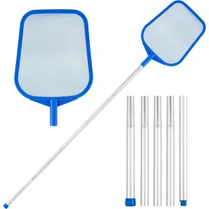 Pool Net - Pool Skimmer Net with 5 Section Detachable Poles, 22.2''- 59.1'', Skimmer Net with Fine Mesh Net, Pool Leaf Net