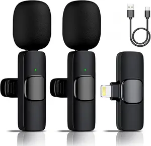 2 Pack Wireless Microphone for iPhone iPad, Wireless Lavalier Microphone, Mini Mic Clip-on Microphones for Video Recording, Live Stream, Interview, Tiktok, Vlog, Podcast, YouTube,