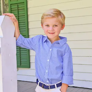 Gingham Button Down Shirt Royal - Boys Classic Collared Shirt