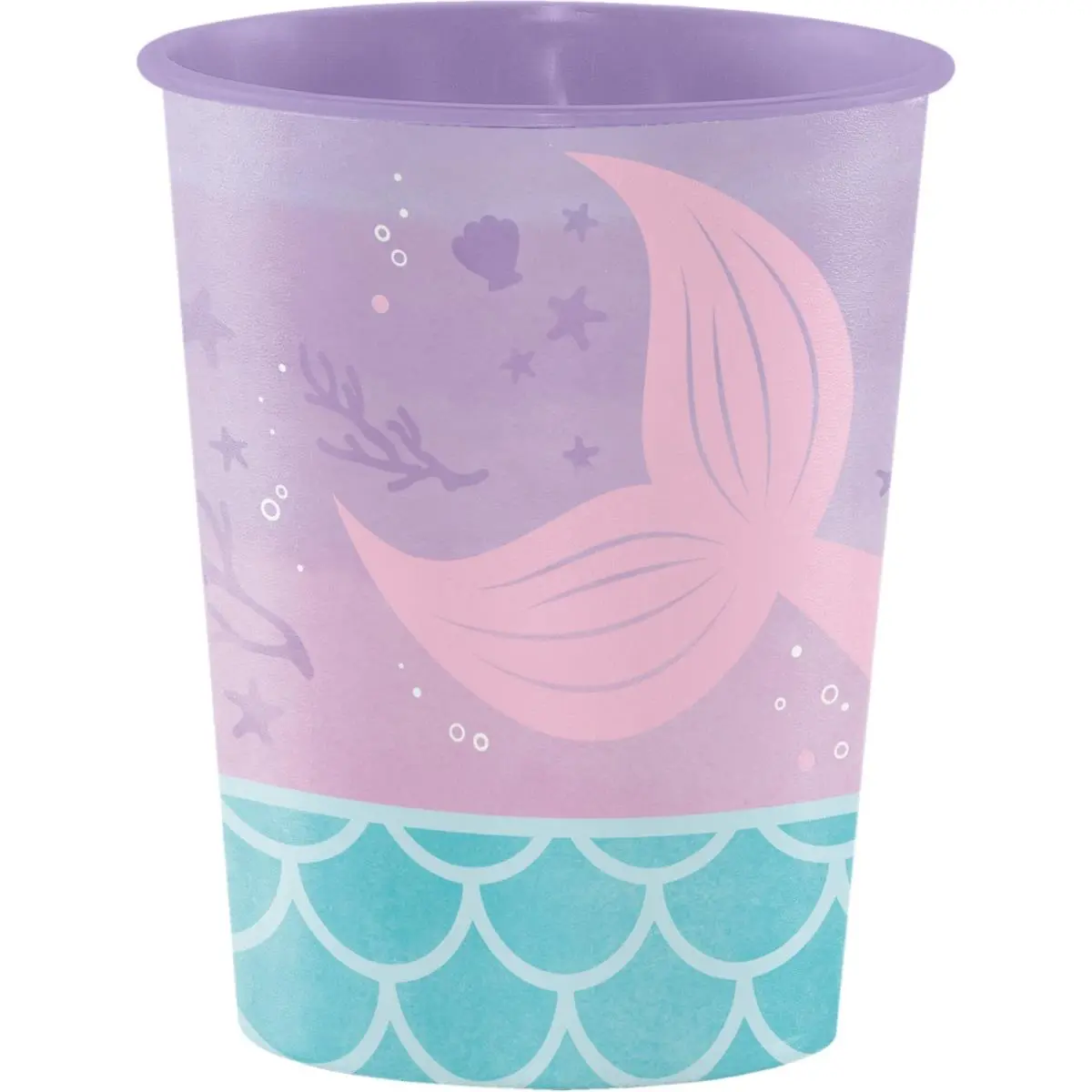Disposable Plastic Iridescent Mermaid Party 16 oz Favor Cup, Festive Disposable Tableware for Home Party Supplies
