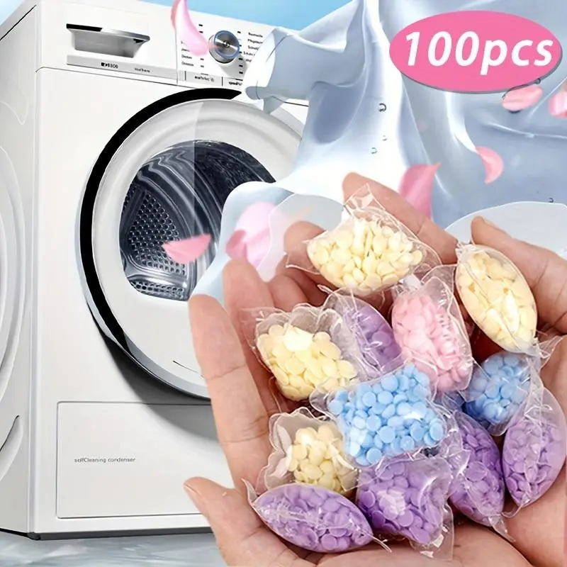 Random Color Laundry Fragrance Beads, 100pcs/set Long Lasting Fragrance Laundry Beads, Laundry Detergent Beads for Home, Dormitory, Travel, Laundry Balls, Laundry Products