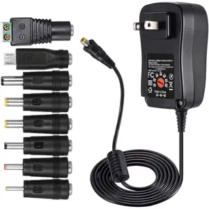 12V Power  Universal AC DC Adapter Charger with Adjustable Output 5V 9V 3V 6V 4.5V 7.5V 12  1A 1.5A 2A for LED Strip Light CCTV Camera BT Speaker GPS Webcam Router, 5 FT Cord, 30W