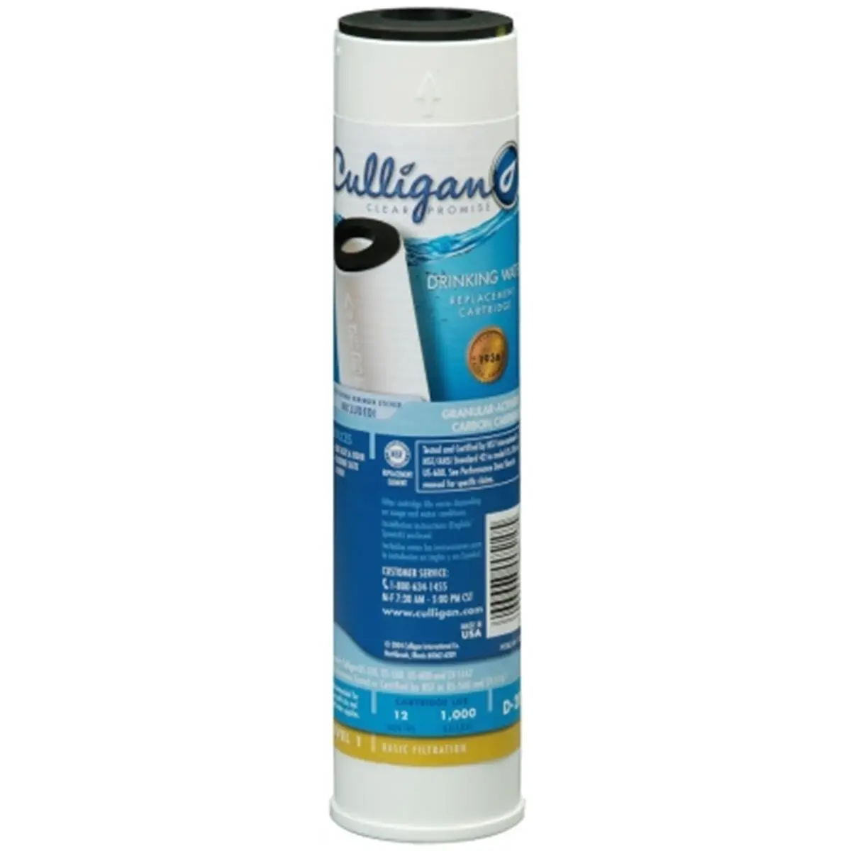 Culligan Under Sink Drinking Water Replacement Filter - 1,000 gal Capacity, 9.75 x 2.4 x 2.4 in Size, High Surface Area, Chlorine Removal, Reduces Bad Taste, US-600 Size Undersink/Ice Maker Compatible, Granular Activated Carbon