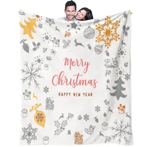Merry Christmas letter blanket, a Christmas bedroom decoration gift suitable for children, young adults, soft and comfortable blanket, a single-sided printed blanket