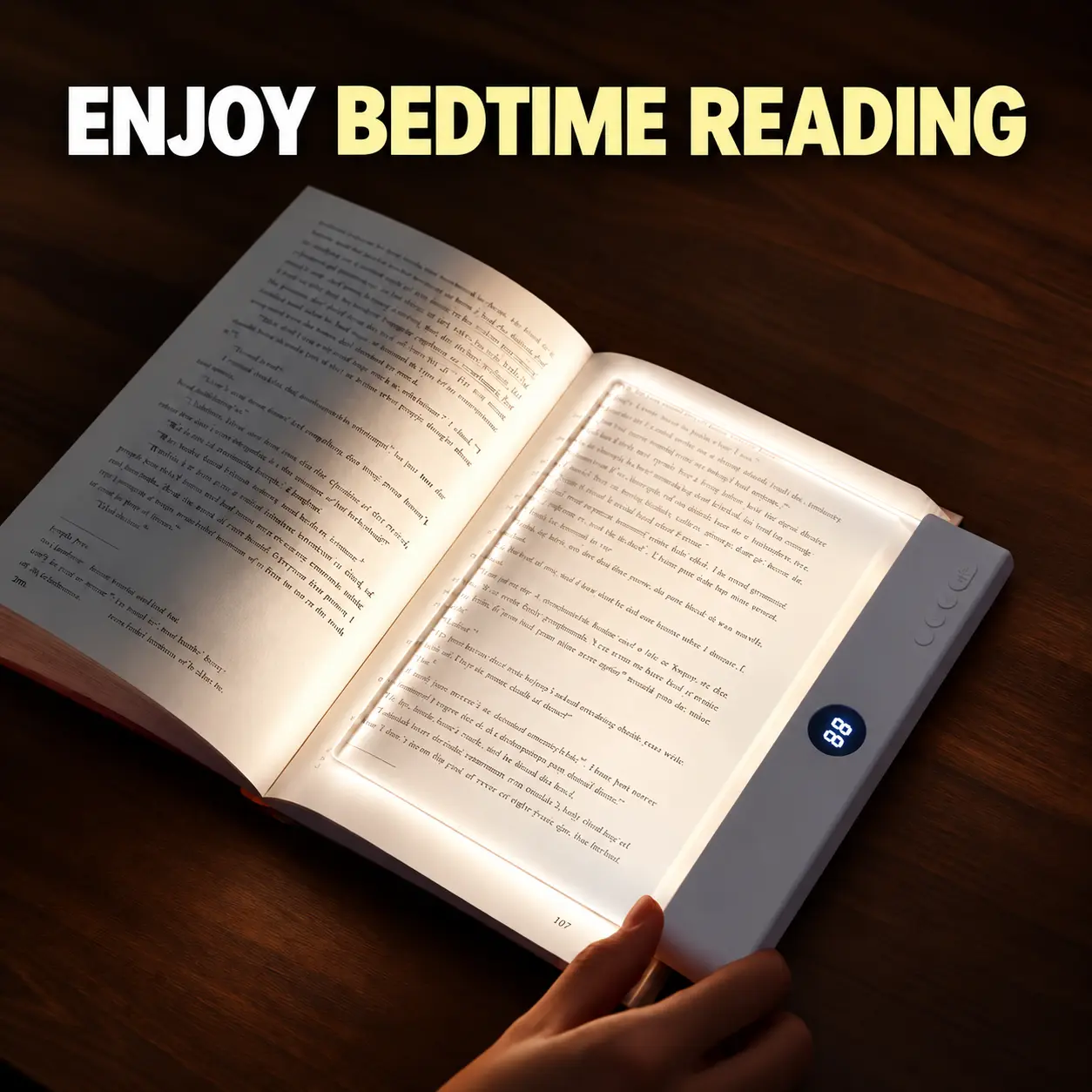 Rechargeable Flat Panel Book Light with Adjustable Brightness, 3 Color Modes & Timer, USB-C Bedtime Reading Lamp for Bedroom, Dorm & Nightstand, White