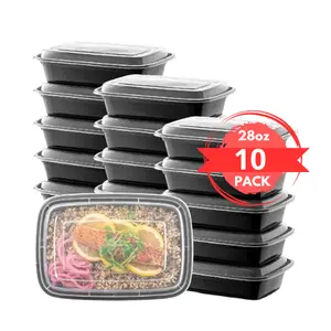 G-BOX Meal Prep Containers with Lids - 28 OZ [150 Sets] [Meal Prep, Soup, Salad, Candy, Stackable, BPA-Free, Leak Resistant, Reusable, Dishwasher Safe, Microwave Safe, Freezer Safe]  Plastic Disposable