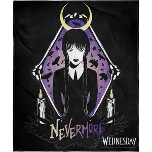 Wednesday Nevermore Soft Funny Flannel Material Throw Blanket Multipurpose Office Bedding Blanket PlushThin Warm Napping Blanket for Home Office School Travel Lightweight Anime Quilt Holiday Gift Fans