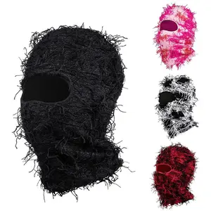 Balaclava Distressed Ski Mask,Knitted Full Face Mask Beanie Cap Winter Neck Warmer for Men Women One Size Fits All