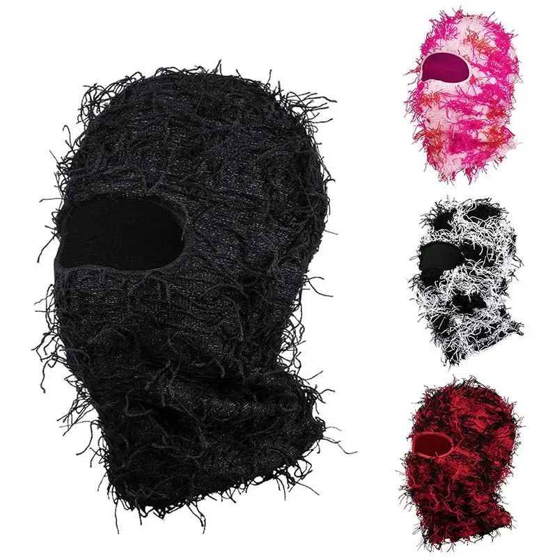 Balaclava Distressed Ski Mask,Knitted Full Face Mask Beanie Cap Winter Neck Warmer for Men Women One Size Fits All