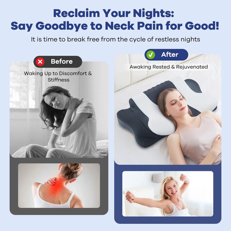 DONAMA Cervical Support Pillow, Ergonomic Memory Foam, Ideal for Side, Back & Stomach Sleepers, Provides Optimal Neck Support