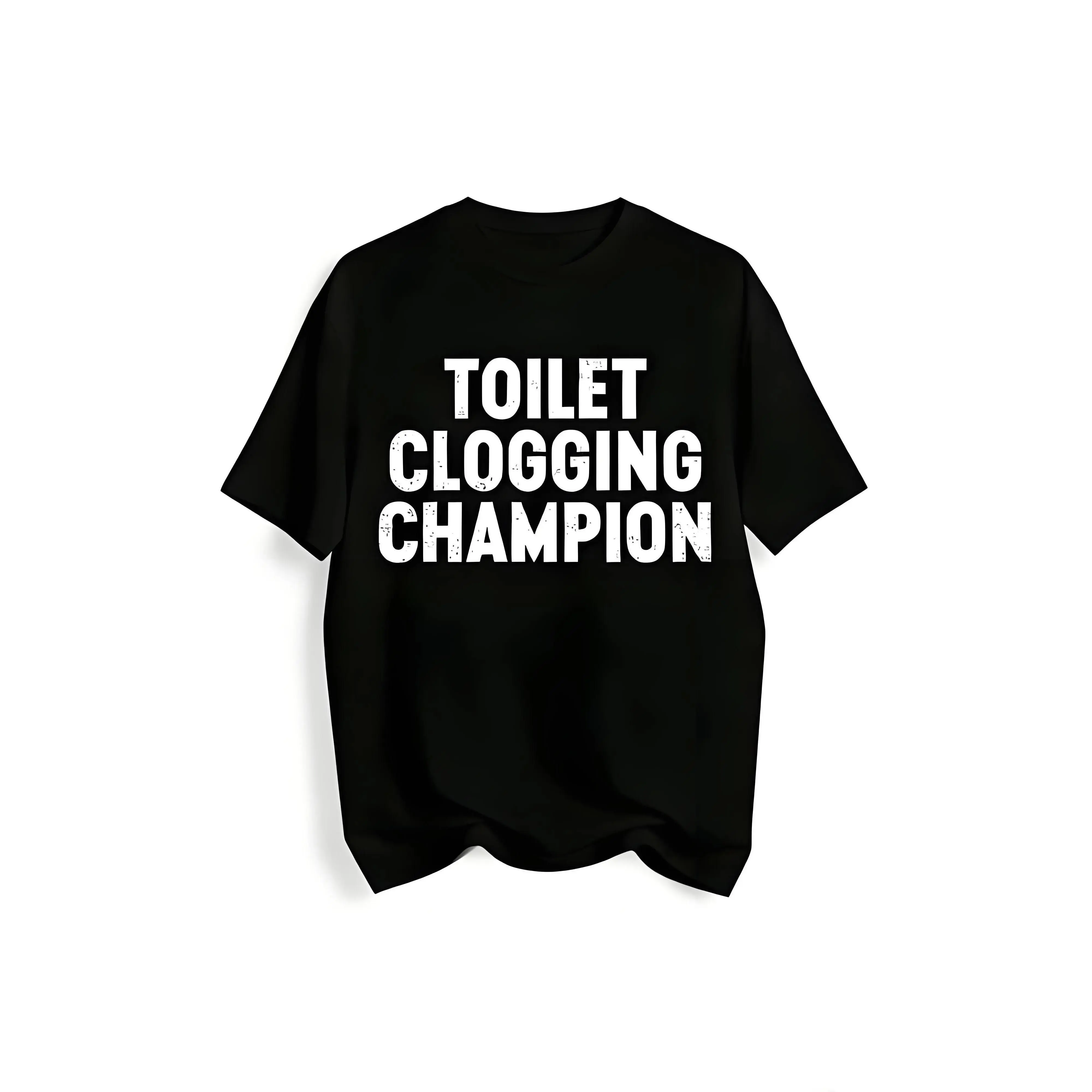 Unisex 2-Piece Sports & Outdoor Clothing Set - Pure Cotton Oversized Tee with Funny Toilet Champion Gag Gift Graphic, Loose Hem, Lightweight Normal Type Biker Leggings, Cloud-Like Softness, Breathable, S Size, Sporty Chic, Everyday Wear, Hand Wash Only, C