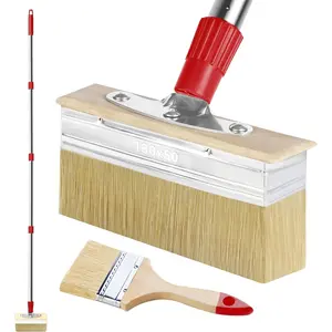 60" Long Handle 7" Deck Stain Brush Applicator with 3" Paint Brush for Woodstains Oils Decking Deck Stains Deck Coatings Fence Wall Furniture Paints