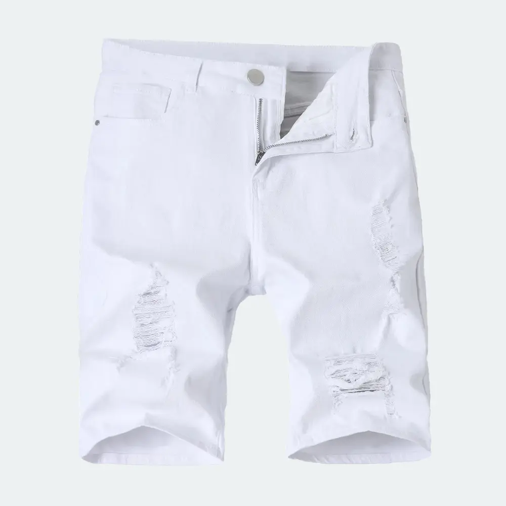 1 piece of men's slim fit skinny denim shorts, ripped skinny denim shorts, fashionable straight comfortable elastic waist shorts men's classic men's casual breathable shorts slim fit ripped denim shorts men's light denim work shorts knee-length jeans de h