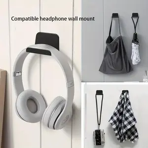 Multi-functional adhesive wall mount holder for game controllers and headphones, versatile storage with strong adhesive, no drilling required, space-saving home storage accessory