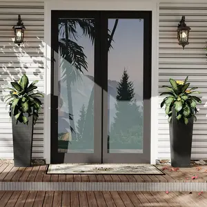 GAOMON Set of 2 Tall Planters for Outdoor Plants, 32 in Decorative Planter Pots with 4 Drainage Holes, Large Tall Planter for Indoor or Outdoor Front Porch for Patio, Backyard, Home Garden, Black