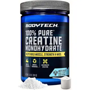 BodyTech 100% Pure Creatine Monohydrate Powder, Micronized Creatine Preworkout Supplement for Muscle Strength, Endurance & Power, Helps Build Muscle & Mass, Arctic Blast Flavor, 13 oz, 55 Servings