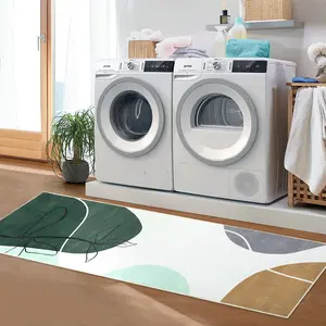 【GARVEE】Boho Runner Rug 2x6 Hallway Runner Carpet Machine Washable Botanical Kitchen Rug Indoor Non-Slip Throw Floor Cover Floral Laundry Room Rug Accent Rug Carpet for Living Room Bedroom, Green