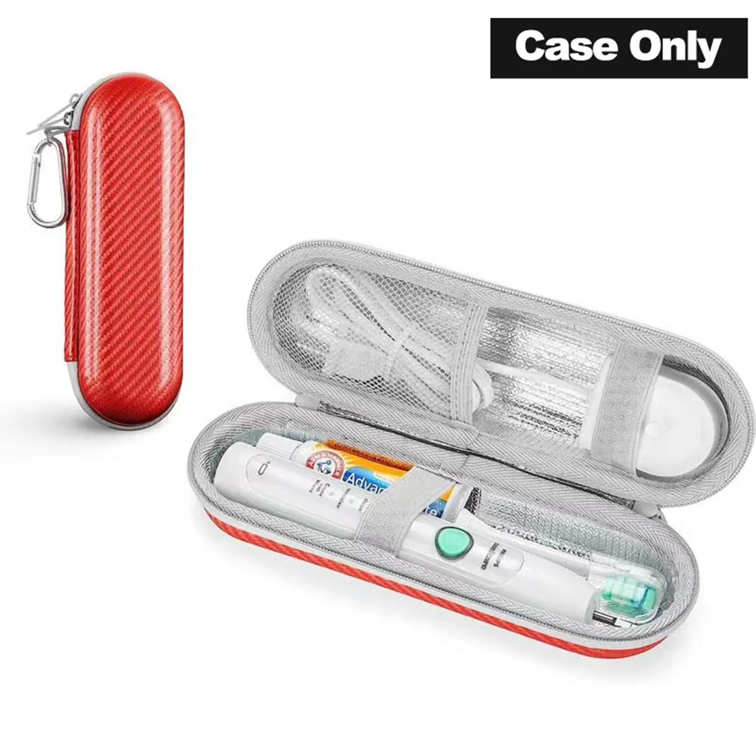 Electric Toothbrush Travel Case, 1 Count Portable Hard Protective Storage Bag with Hanging Hook, Toothbrush Carrying Case Holder Container for Camping, Hiking, Outdoor Travel Organizer, Portable Travel Accessory, Travel Essentials