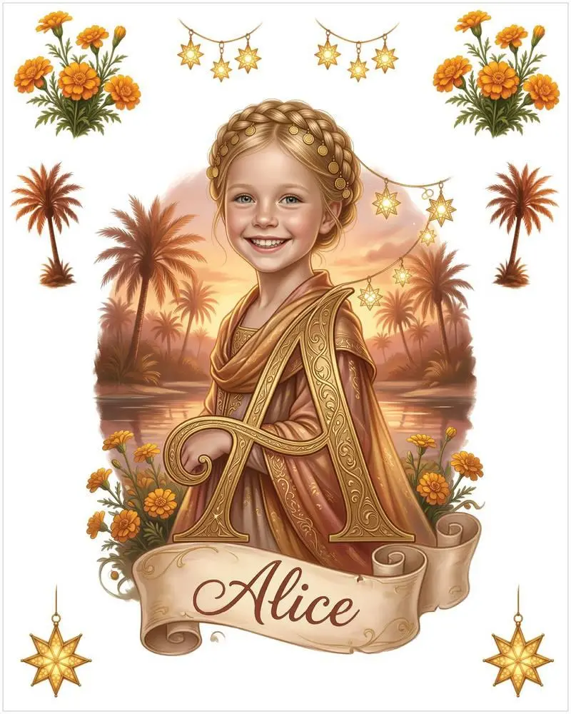 Personalized Princess Wall Decal Set, Custom Girl Portrait from Photo, 10 Piece, Sunset Oasis