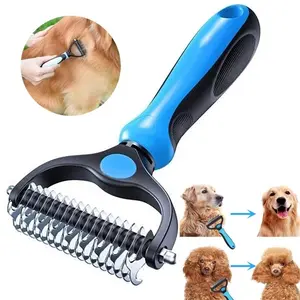 Pet Grooming Deshedding Brush – 11 Teeth Comb for Dogs & Cats | Hair Remover Tool – Blue lightweight