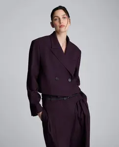 Pinstripe Double Breasted Cropped Jacket