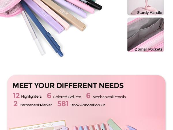 Nicpro 71PCS Bible Study Supplies, Bible Journaling Kit with Pencil Case, Highlighters, Pens, Mechanical Pencils, Sticky Notes & Tabs, Book Aesthetic Annotation Kit for Students Women Christian Gifts