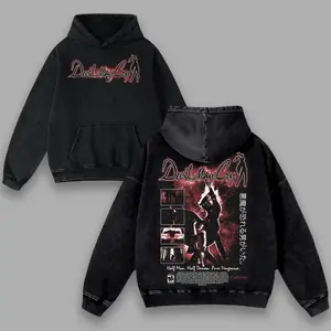 Devil May Cry Dante Vintage Washed T-Shirt – 2-Sided Print Unisex Cotton Graphic Tee, Anime Game Streetwear Hoodie Gift