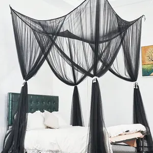 1 PC Portable Double Four-Door Foldable Summer Polyester Mosquito Net, Large White Outdoor Camping Mosquito Net, Insect Proof, Protective, Breathable and Lightweight, Suitable for Bedrooms, Hammocks and Tents, Fine Mesh, Mesh Netting Sides