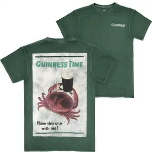Guinness Time Have This One with Me Crab Gilroy Front and Back Print T-Shirt