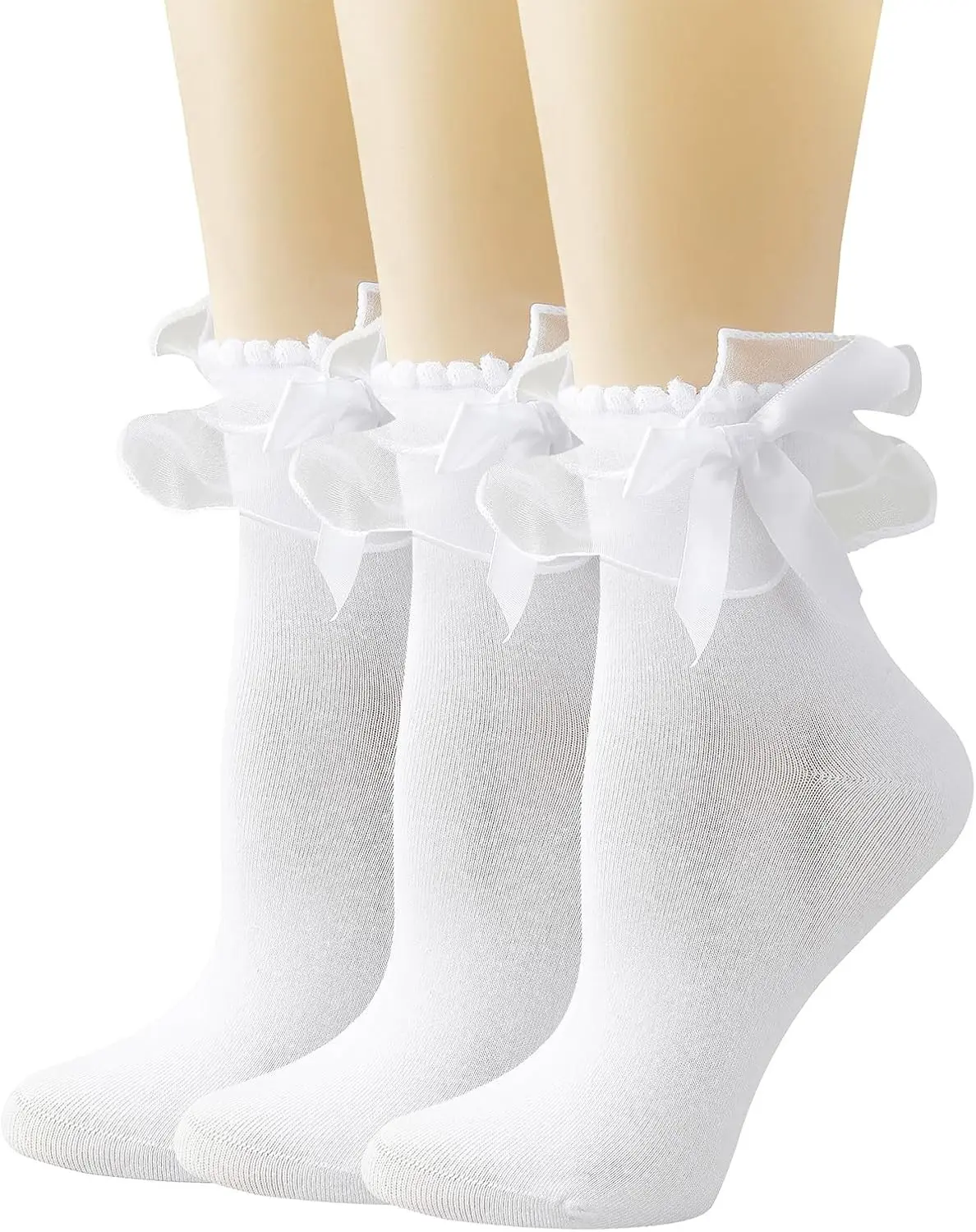 Women Lace Socks Ruffle with Bow, Cute Princess socks