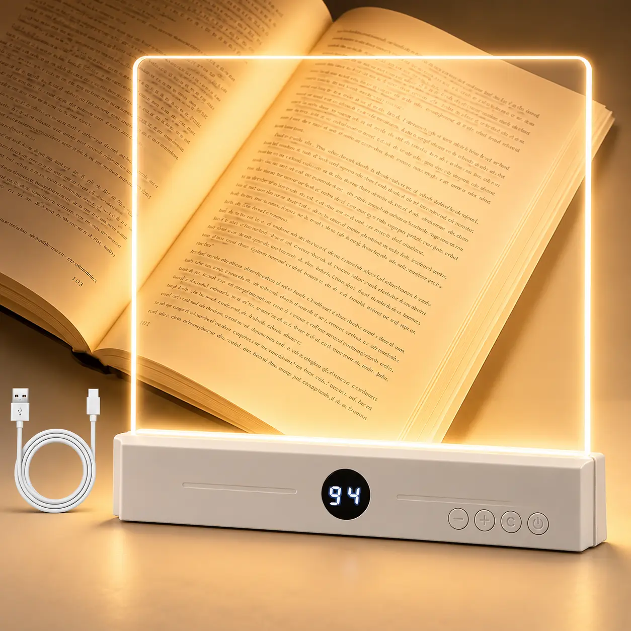 Smart LED Reading Light Book Light Treasure Box Rechargeable Clear LED Flat Reading Light Timer Doodleable Study Lamp The Quiet Reader's Dream Lights Ultra-thin Wireless Design