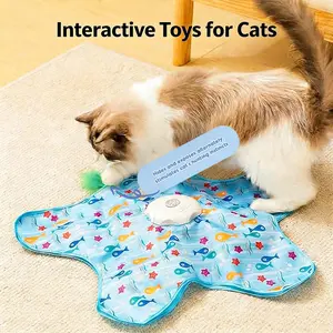 Electric Cat Turntable Pet Toy, Pentagram Shape Interactive Rechargeable Hide-And-Seek Cat Toy, 360° Movable Hidden Tassel Wand