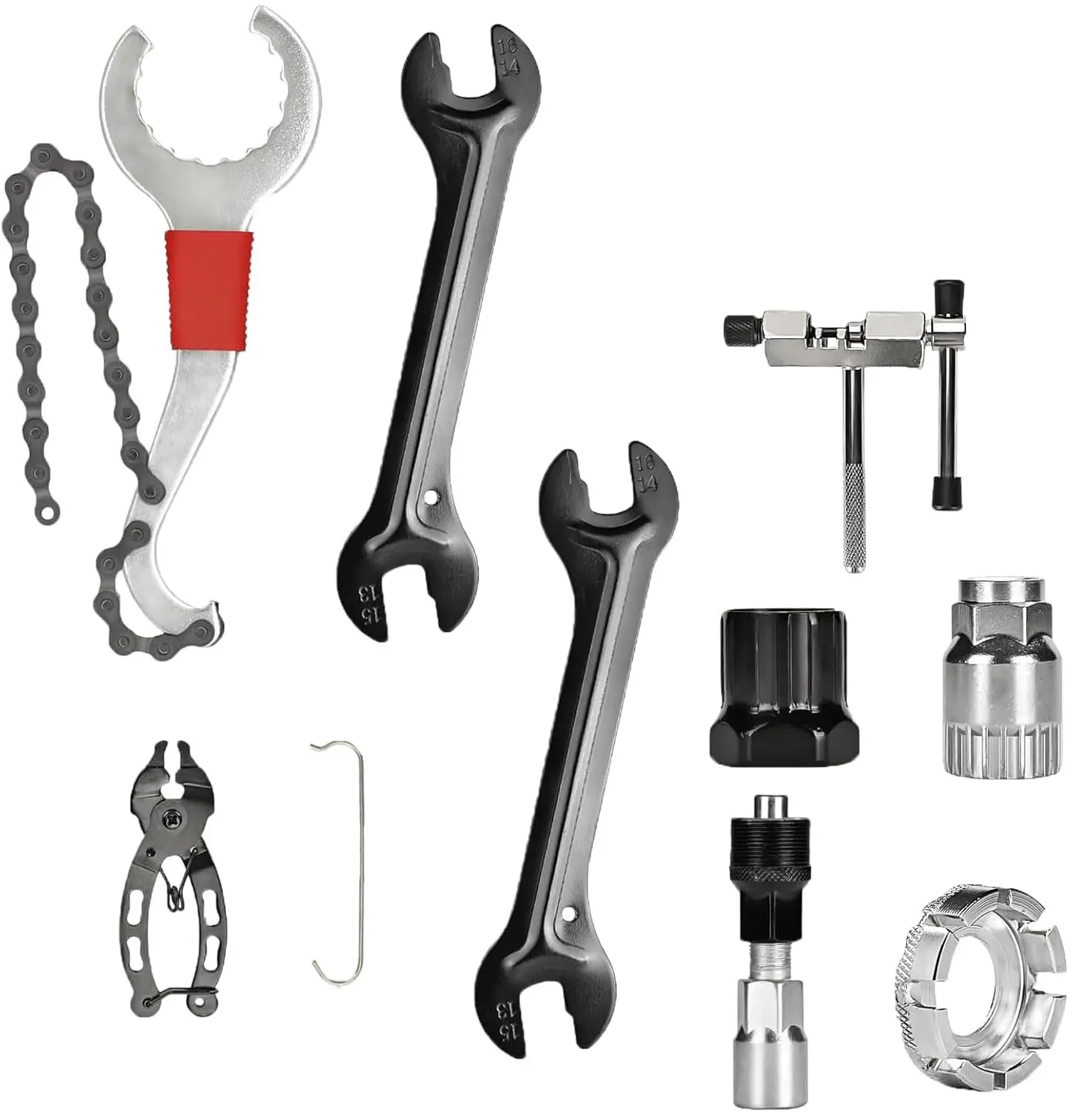 Bike Repair Tool Kit, 9-Piece Professional Bicycle Repair Tools for Mountain Bike with 3-in-1 Cassette Remover Wrench Crank Puller Extractor Bottom Bracket Freewheel Remover Chain Breaker