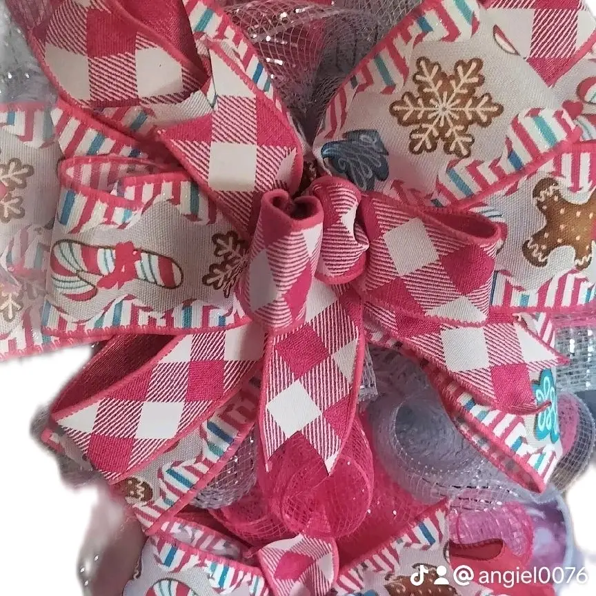 Angiel0076 Pink Gingerbread Bow - Holiday Theme with Festive Patterns and Design Elements