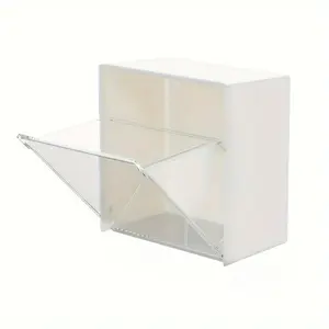 No-Drill Wall-Mounted Storage Box with Lid, Plastic Bathroom Shelf for Q-Tips, Cotton Pads, Oral Care, Space-Saving, Quick Install, Versatile Organizer, Home Organizer