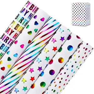 Wrapping Paper 6 count Mini Rolls Colorful Printed Design Small Gifts for Birthday Party Holiday Christmas 17 inch x 120 inch
