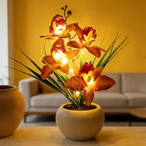 Orchid Lamp - Artificial Flower Night Light, Orchid Flower with Vase Lamp, LED Table Lamp Decorative Landscape Lights for Festival Party Home Decor