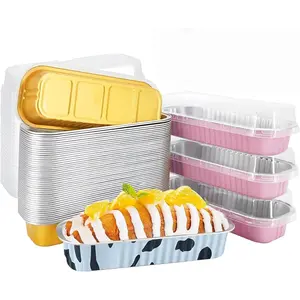 50 count Multiple colors Mini Loaf Pans with , 6.8oz Cake Pans for Baking, Disposable Mini  Foil Loaf Pans, for Party Individual Serving.