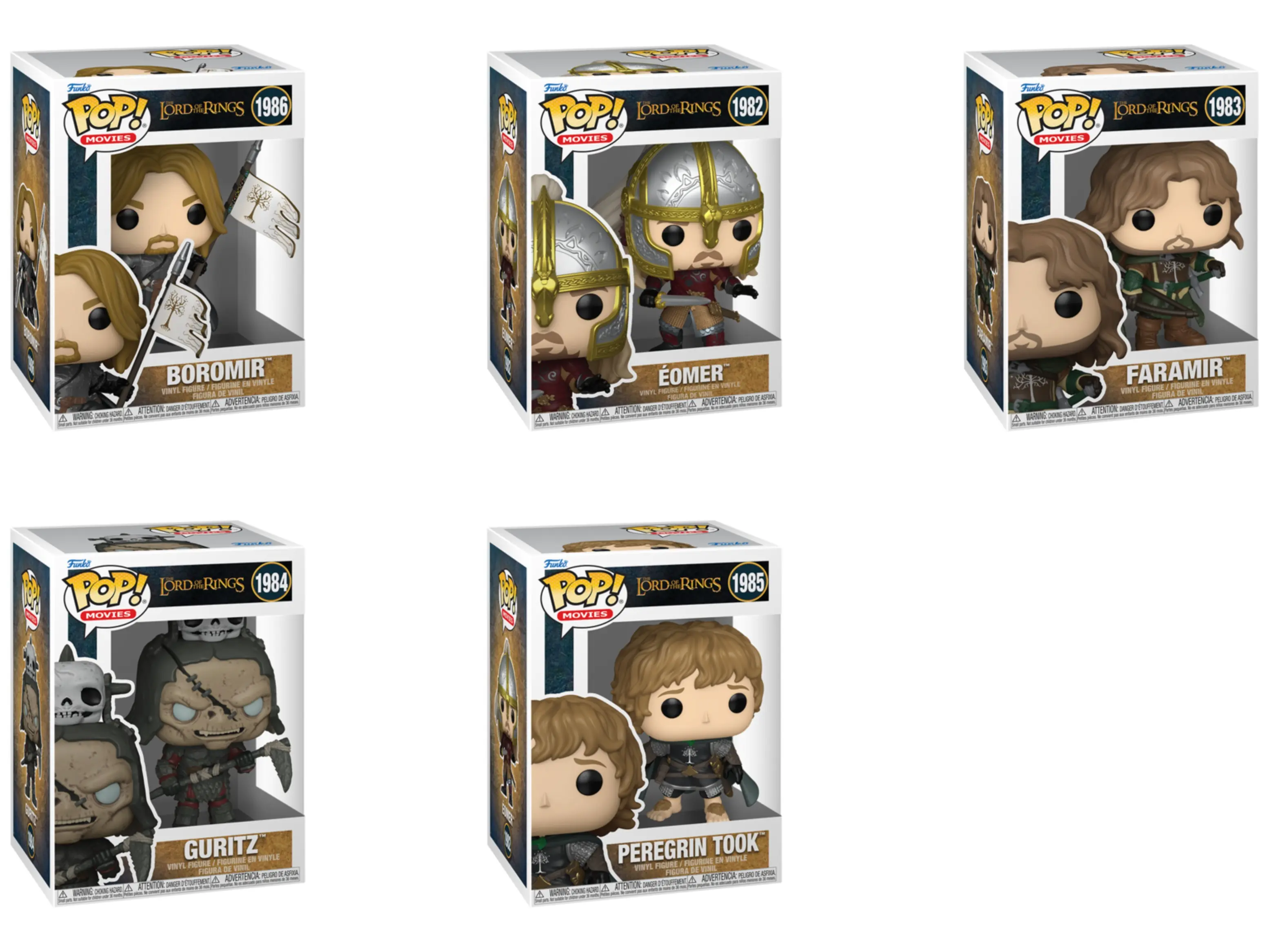 Funko Pop! Movies: The Lord of the Rings Wave  – Boromir, Éomer, Faramir, Guritz & Peregrin Took – Vinyl Figures