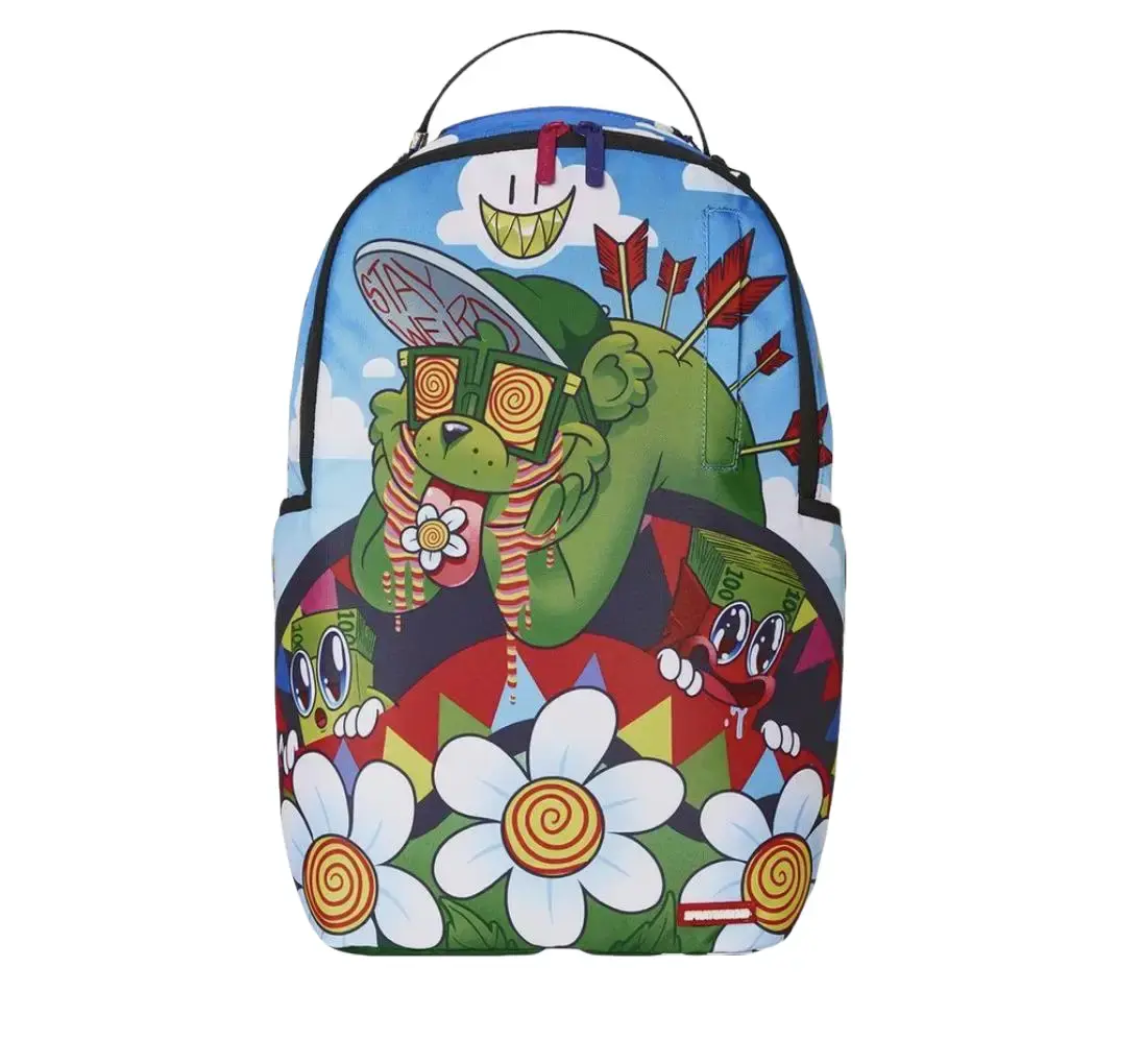 Sprayground Money Bear Weirdo DLXR Men's Backpack Bags - Multicolor Bold Graphics, Iconic Design, Spacious Main Compartment, Multiple Zip Pockets, Padded Straps, Casual Daypack, Travel Bag, Carry On Backpack
