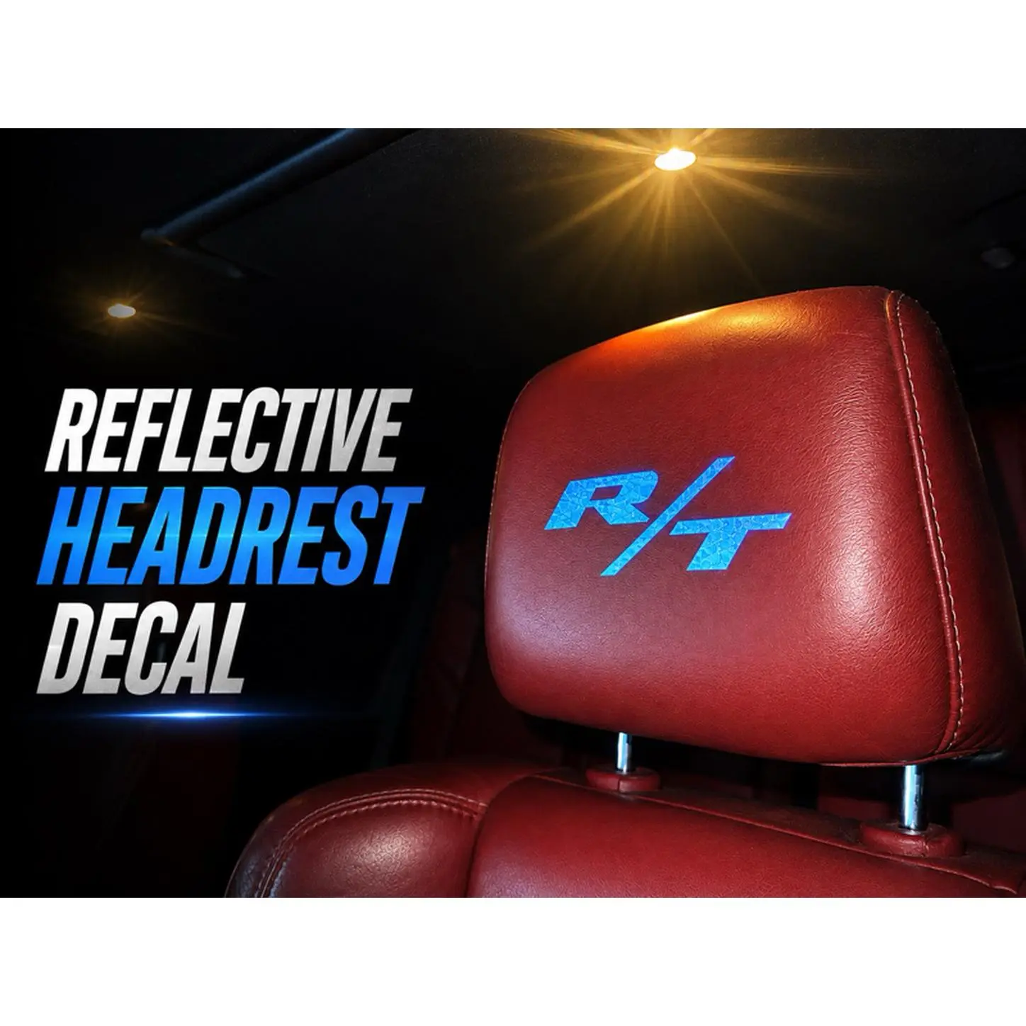 Reflective Headrest Decal 5x5 - Customizable in All Colors for Personalized Car Interior Decor