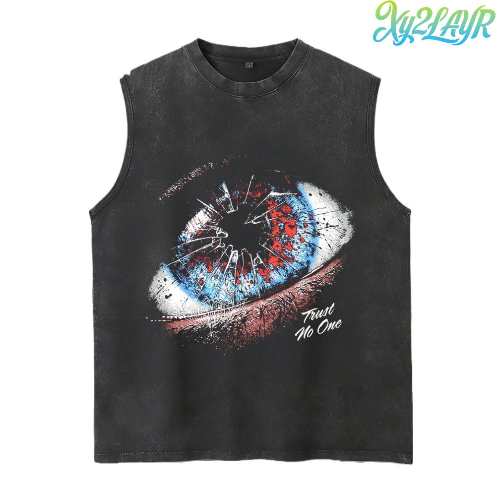 Xy2LAYR "GLOB VIBE" 2026 New Universe Tee S-3XL | Star Atmosphere Eye Pattern Graphic T-Shirt | Retro Washed Black Streetwear | Aesthetic Sunlight Design Top | Trendy High Street Summer Shirt | Unique Celestial Graphic Wear for Men & Teens