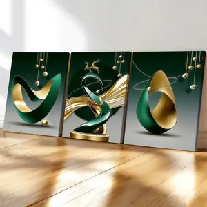 3-Pack Wood Frame Canvas Art Posters, Modern Geometric Abstract Wall Decor, Waterproof, Ideal for Living Room, Bedroom, Office, Hallway