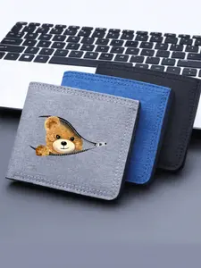 Creative Bear Zipper Wallet, Fun Cartoon Design, Holds Campus Cards, Cash, Ids, Perfect for Students and Commuters, Casual Style