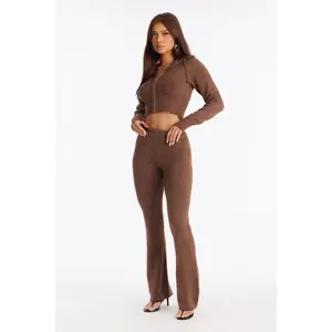 CozyCash Sweater Flare Pant - Chestnut