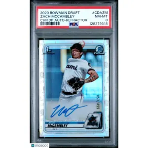 2020 Bowman Draft Chrome Draft Picks Autographs Zach Mccambley  Refractor PSA 8