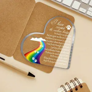 Pet commemorative gift: a sympathetic gift for losing a dog or cat, commemorative acrylic rainbow bridge decoration to express condolences, and to commemorate beloved pets. Keepsake