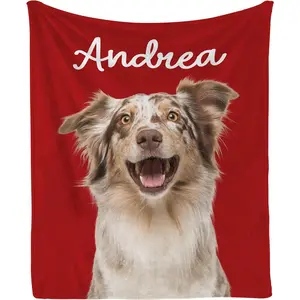 Personalized Dog Portrait Blanket - Custom Blankets Gifts from Pet with Photos & Name Customized Picture Flannel Fleece for Animal Women Men Lovers Memorial Gift 30 inch